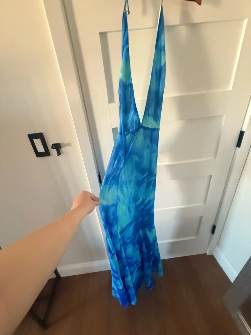 Hello Molly Blue Tie-Dye Halter Backless Maxi Dress - Picture 3 of 7